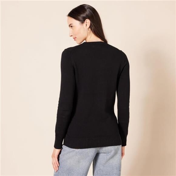 Womens Cotton Crewneck Sweater Long Sleeve Pullover Soft Lightweight Plus Size - Picture 3 of 7